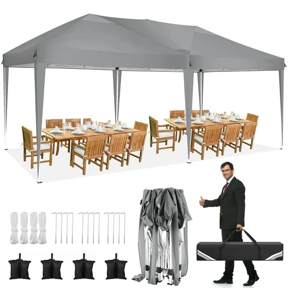 SANOPY 10'x10' EZ Pop Up Canopy Tent Outdoor Party Instant Shelter Portable Folding Beach Canopy with 4 Sandbag & Carrying Bag,