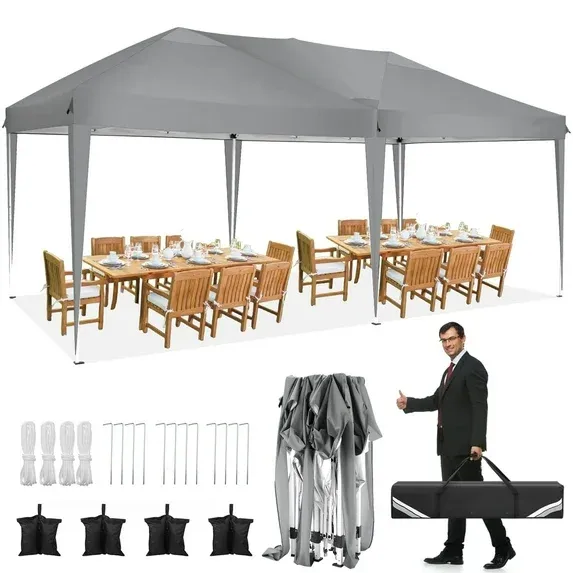 SANOPY 10'x10' EZ Pop Up Canopy Tent Outdoor Party Instant Shelter Portable Folding Beach Canopy with 4 Sandbag & Carrying Bag,