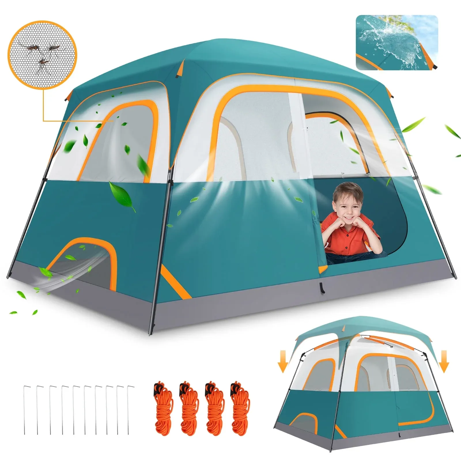 SANOPY Tent 6 Person Camping Tent - Lightweight, Waterproof, Easy Setup with Rainfly & Screen Windows for Family, Beach, and Outdoor Adventures
