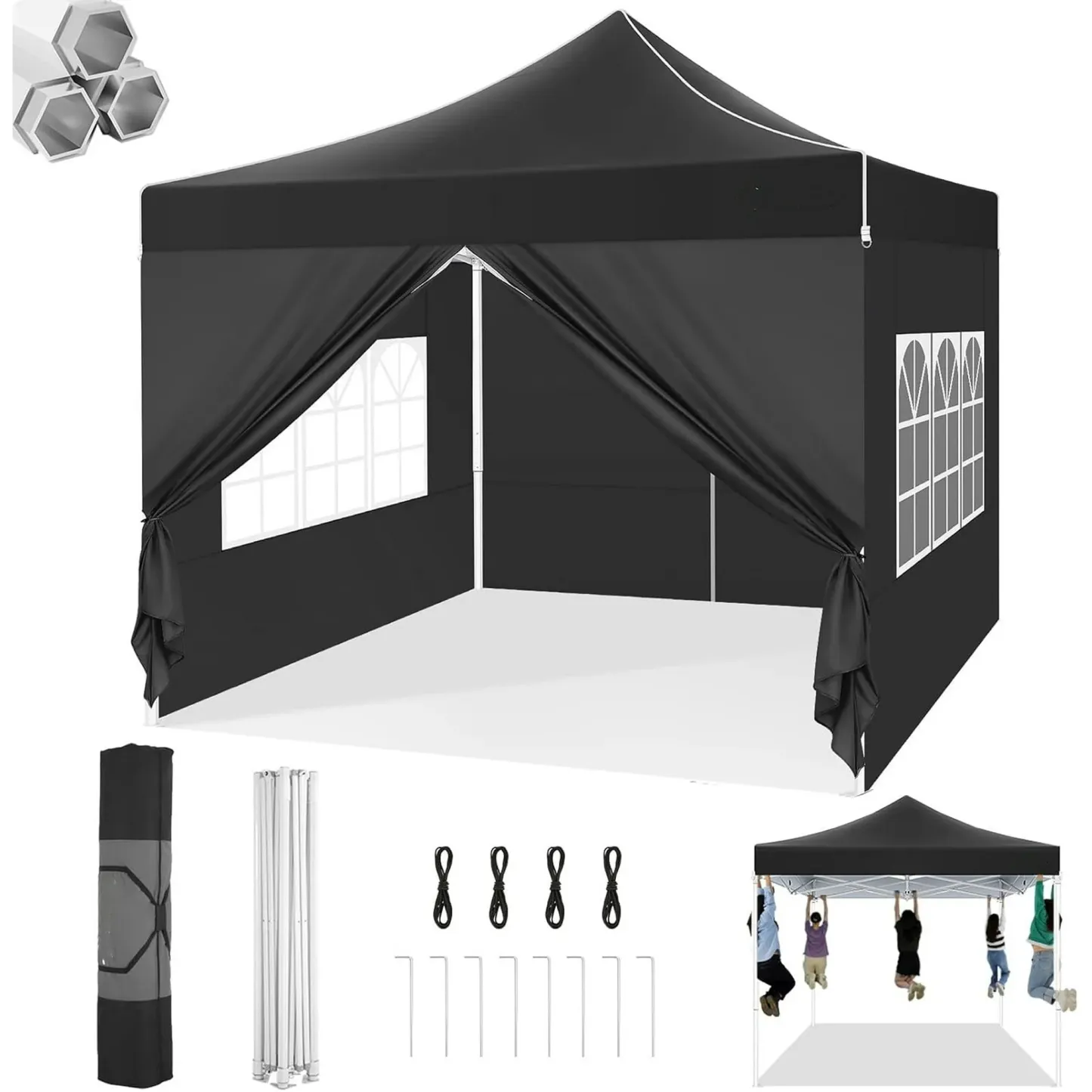 SANOPY Heavy Duty 10'x 30' Pop up Canopy, Commercial Canopy, Waterproof Outdoor Party Tent, Instant Wedding Canopy with 8 Removable Sidewalls, Carrying Bag