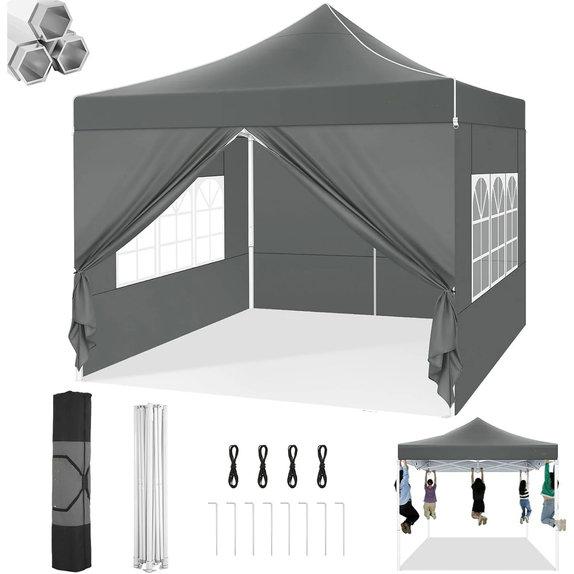 SANOPY Heavy Duty 10'x 30' Pop up Canopy, Commercial Canopy, Waterproof Outdoor Party Tent, Instant Wedding Canopy with 8 Removable Sidewalls, Carrying Bag