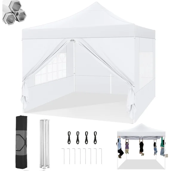 SANOPY Heavy Duty 10'x 30' Pop up Canopy, Commercial Canopy, Waterproof Outdoor Party Tent, Instant Wedding Canopy with 8 Removable Sidewalls, Carrying Bag