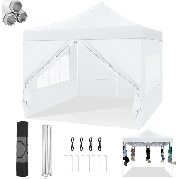 SANOPY Heavy Duty 10'x 30' Pop up Canopy, Commercial Canopy, Waterproof Outdoor Party Tent, Instant Wedding Canopy with 8 Removable Sidewalls, Carrying Bag