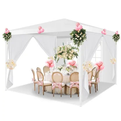 SANOPY Party Tent 10x30 Canopy with 8 Removable Sidewalls, Outdoor Waterproof Shade Canopy Tent for Weddings and Events, White