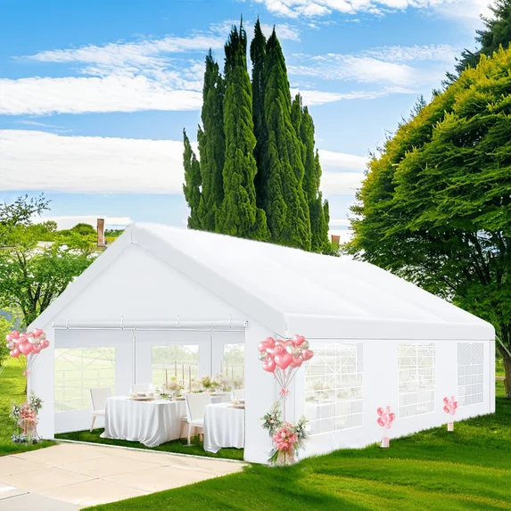 SANOPY 10x30ft Party Tent Heavy Duty, Wedding Event Canopy Tents for Parties, Heavy Duty Commercial Canopy with Removable Sidewalls, White