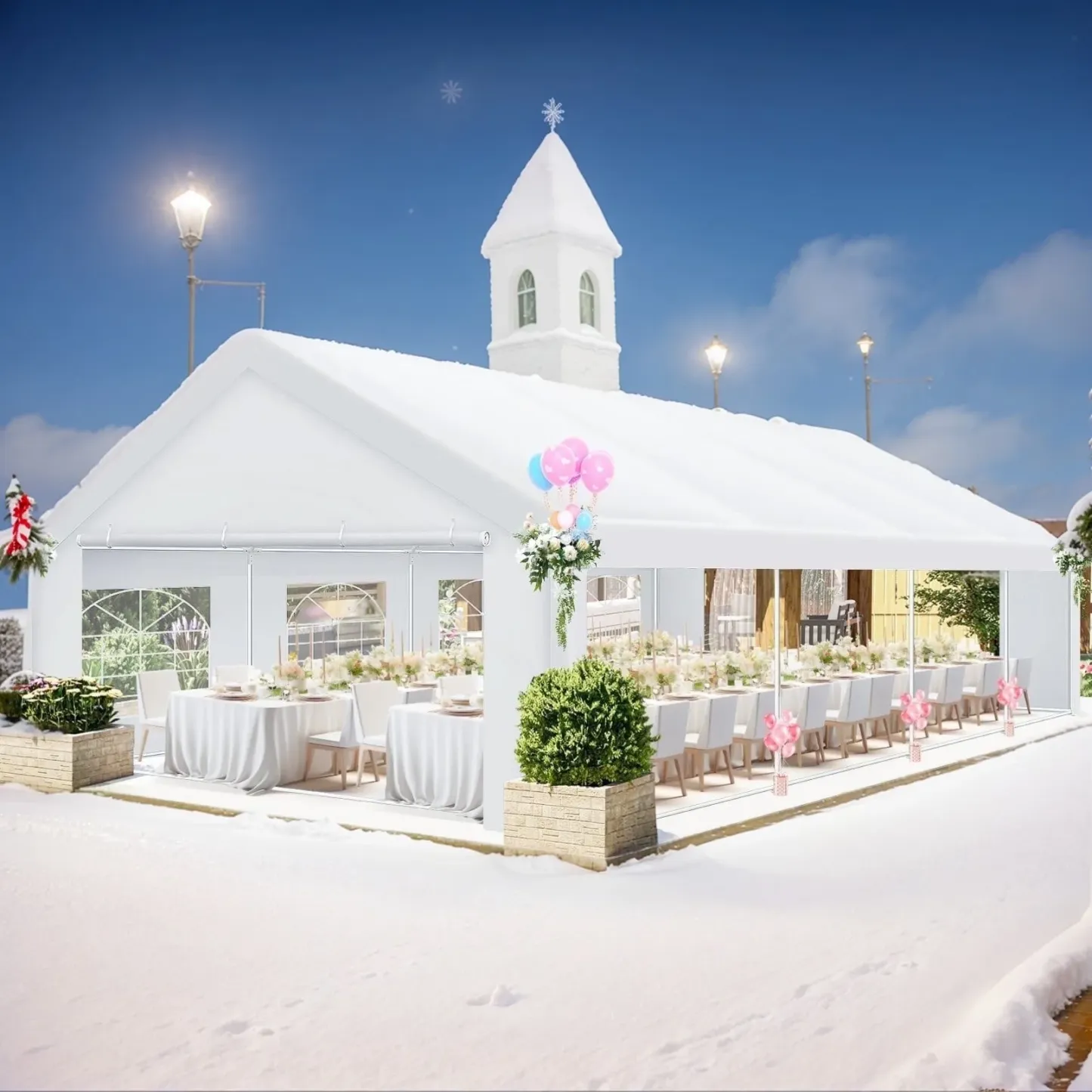 SANOPY 20x40ft Heavy Duty Party Tent, Outdoor Commercial Canopy with Removable Sidewalls, Gazebo Shelter for Wedding, Outdoor Carport Party Tent for Event, White