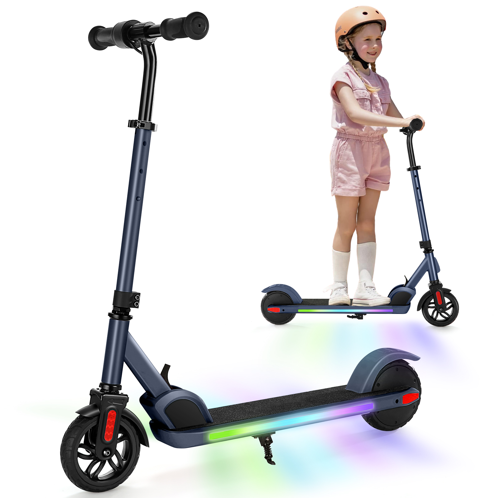 SANOPY Electric Scooter for Kids Ages 6-14, Adjustable Speed & Height, Colorful Lights, LED Display, 150W Motor, up to 10 mph, 80 Mins Ride Time, Pink