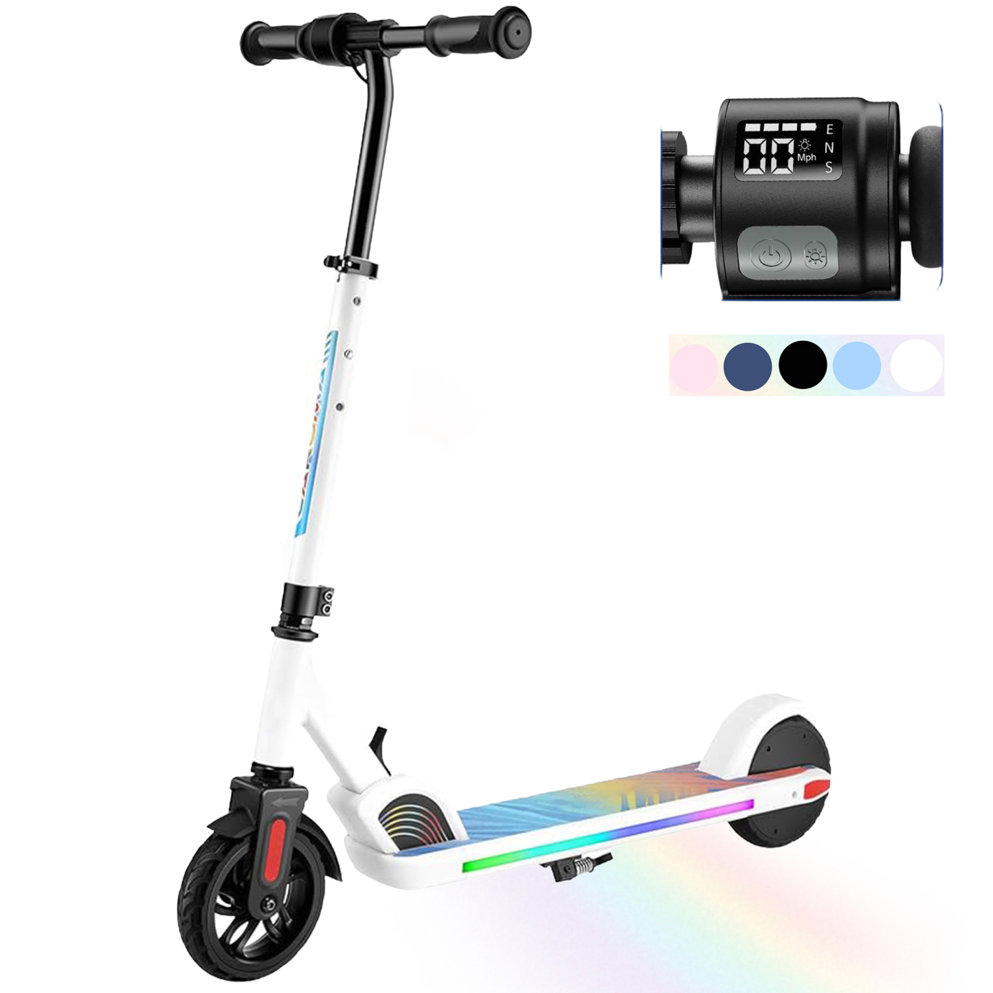 SANOPY Electric Scooter for Kids Ages 6-14 with Dynamic Lights, LED Display, 8 MPH, 80 mins Ride Time, Adjustable Handlebar Height, Lightweight Kids Electric Kick Scooter, Black