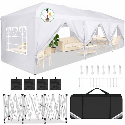 HOTEEL 10x20 Pop up Canopy Tent, Protable Canopy Tent with 6 Sidewalls Waterproof Commercial Pop up Tent for Parties, Wedding, Camping, Courtyard with Carry Bag