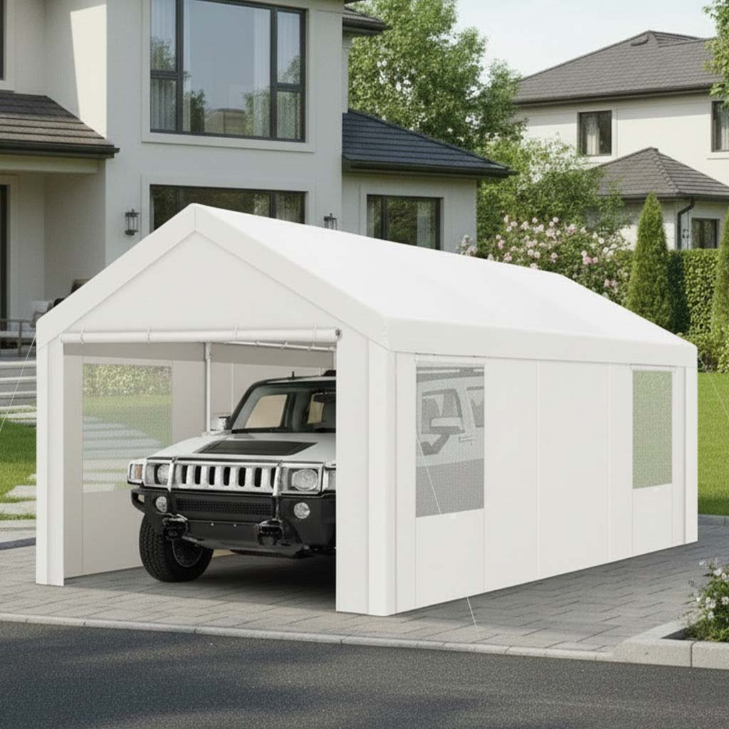 Hoteel Large Heavy Duty Carport with Steel Frame, Portable Garage Carport Wedding Tent Gazebo Big Tents Shelter with Waterproof Top Cover, All-Season Tarp