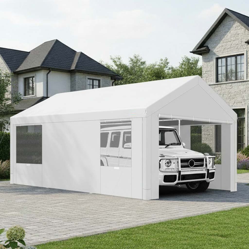 Hoteel Large Heavy Duty Carport with Steel Frame, Portable Garage Carport Wedding Tent Gazebo Big Tents Shelter with Waterproof Top Cover, All-Season Tarp