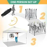 SANOPY 10' x 10' Outdoor Canopy Party Tent EZ Pop Up Canopy Commercial Instant Canopies Gazebo with Air Vent, 8 Stakes & 4 Ropes & 4 Sandbags for Beach Wedding Picnics Camping