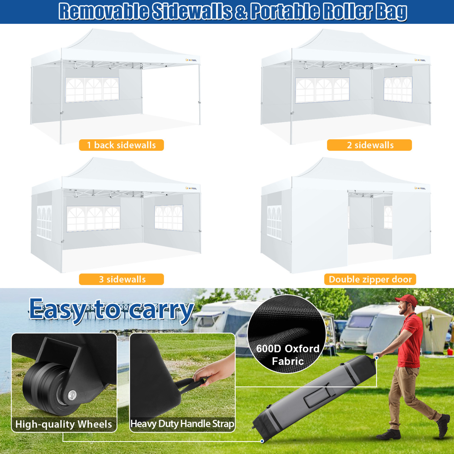 SANOPY 10x15 Pop Up Canopy Tent Heavy Duty with 4 Sidewalls Tents for Parties Outdoor Canopy Event Tent Wedding with Roller Bag, UV 50+ & Upgraded No Water, Thick Hexagonal Legs, White