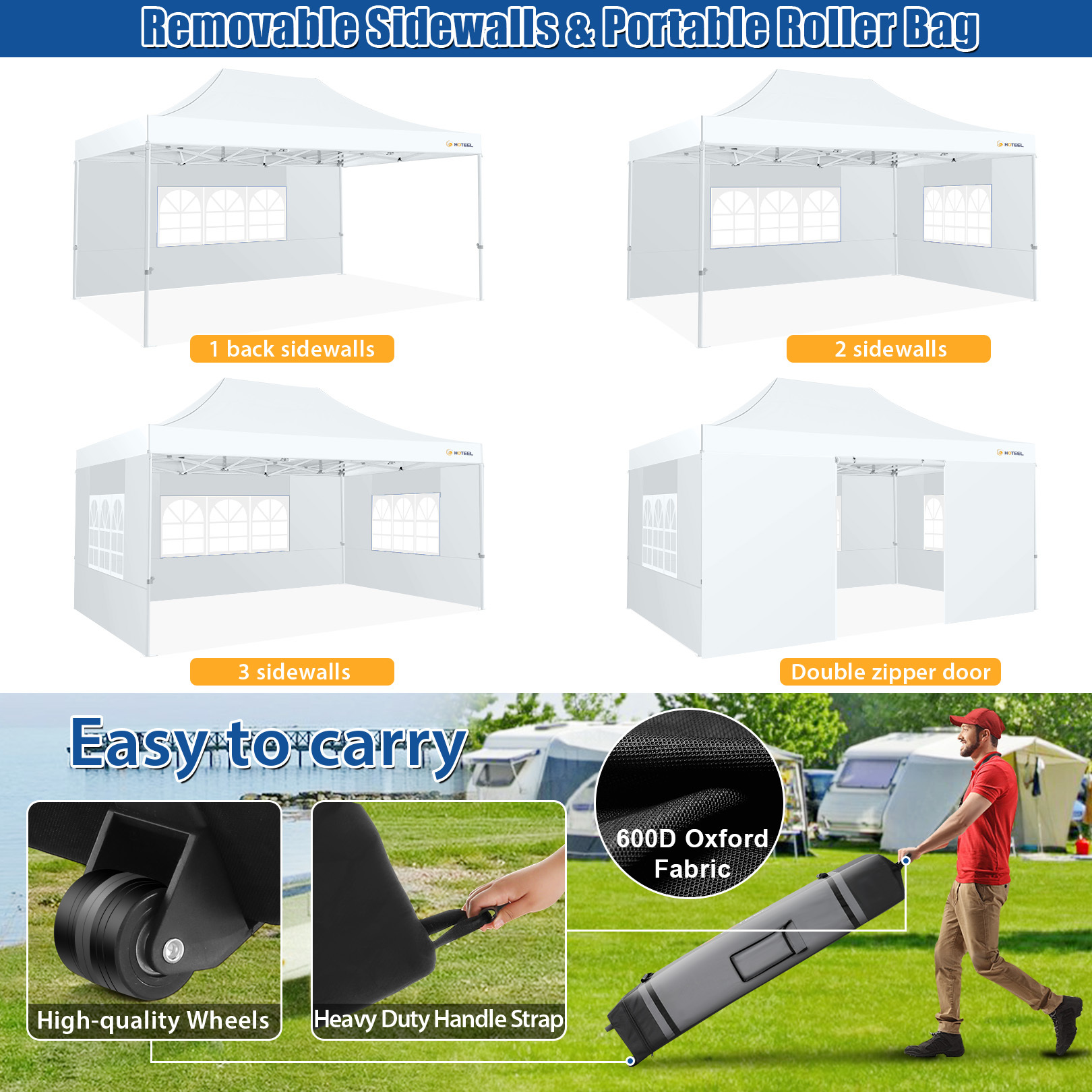 SANOPY 10x15 Pop Up Canopy Tent Heavy Duty with 4 Sidewalls Tents for Parties Outdoor Canopy Event Tent Wedding with Roller Bag, UV 50+ & Upgraded No Water, Thick Hexagonal Legs, White