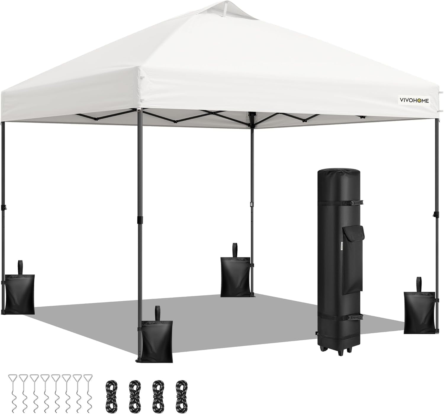 SPECSTAR 8x8ft Pop-up Canopy Tent One Push Setup Tent with Wheel Carry Bag and 4 Sandbags, White