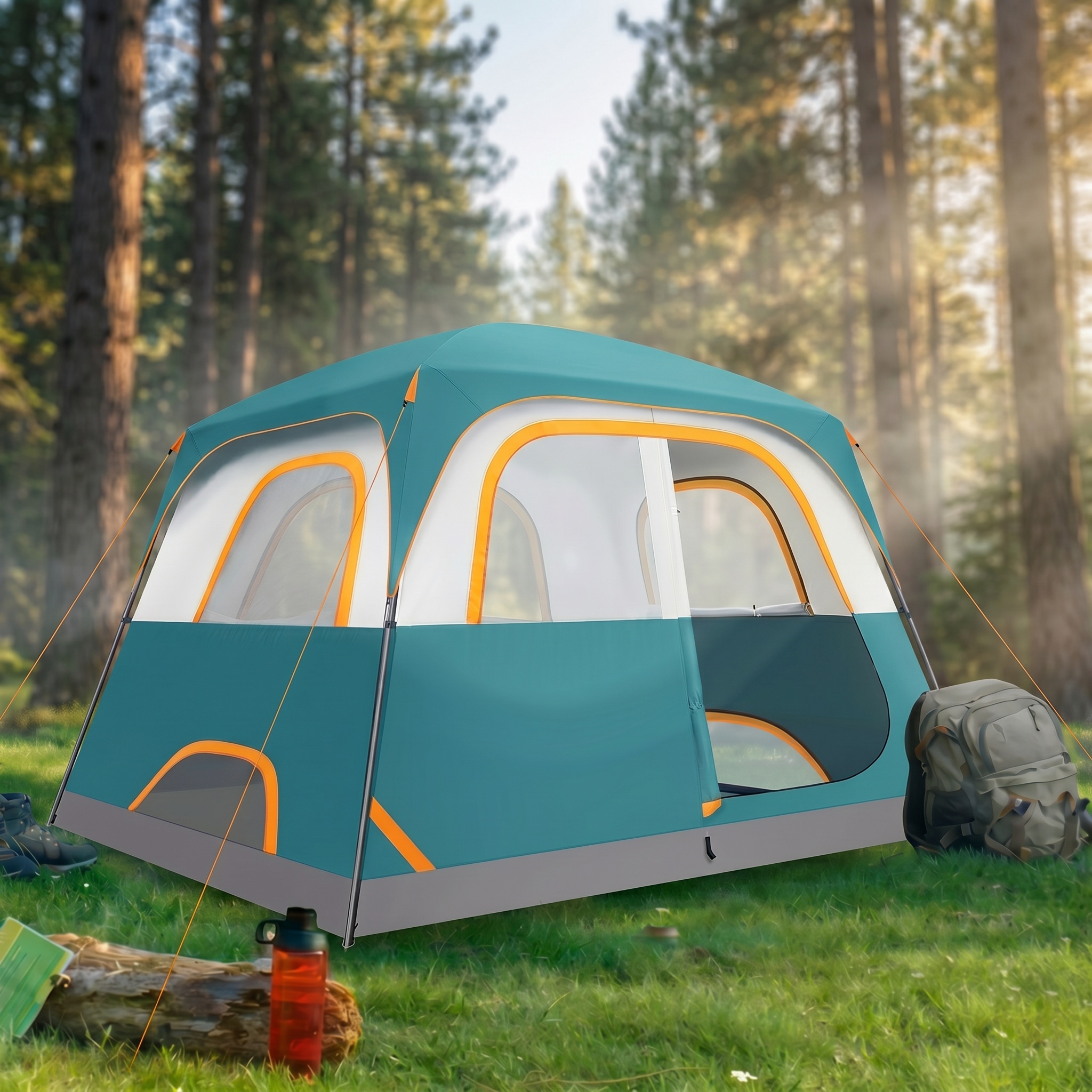 SANOPY Tent 6 Person Camping Tent - Lightweight, Waterproof, Easy Setup with Rainfly & Screen Windows for Family, Beach, and Outdoor Adventures