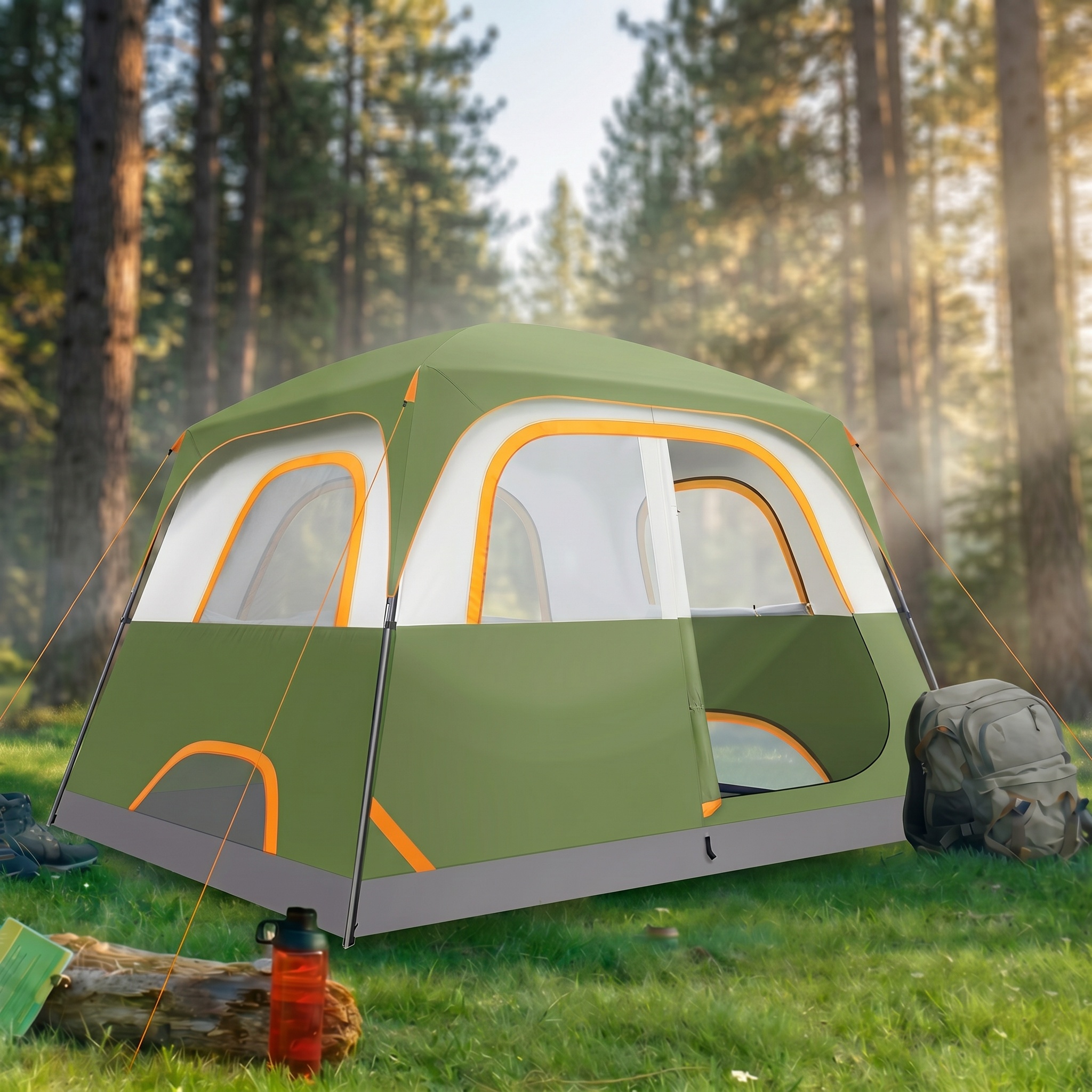 SANOPY Tent 6 Person Camping Tent - Lightweight, Waterproof, Easy Setup with Rainfly & Screen Windows for Family, Beach, and Outdoor Adventures