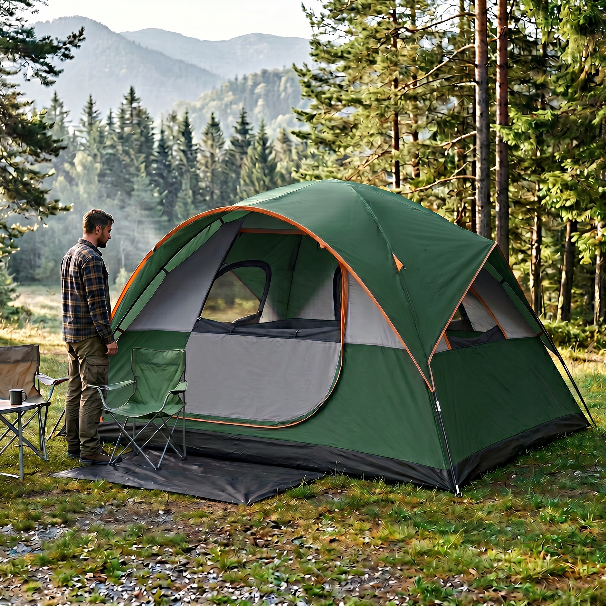 SANOPY 8-10 Person Instant Camping Tent with Removable Rainfly, Auto Setup Pop Up Tent for Family Outdoor /Hiking/Traveling with Carry Bag, Light Blue
