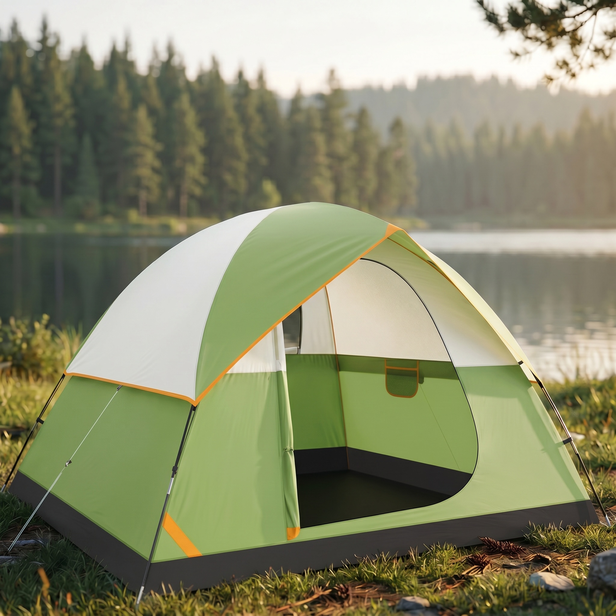 SANOPY 4 Person Camping Tent - Waterproof, Windproof, Lightweight & Easy Setup with Detachable Rainfly, Mesh Windows & Carry Bag for Camping, Hiking, Travel, Beach, and Festivals