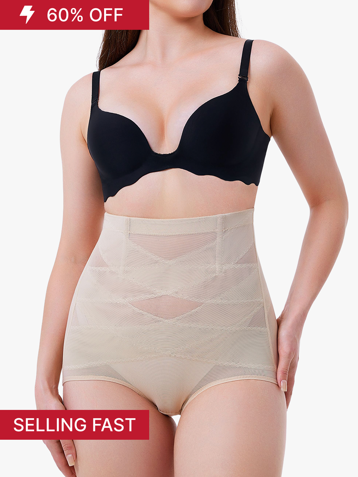 High Waist Invisible Tummy Control Panties With Elastic Waistband And Double Entangled Design