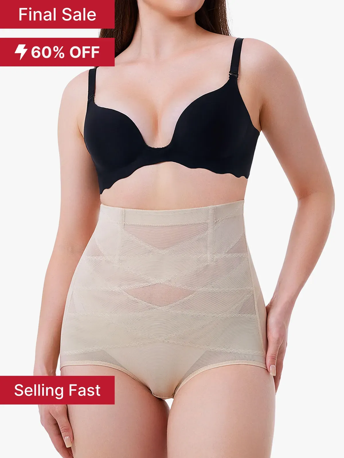 High Waist Invisible Tummy Control Panties With Elastic Waistband And Double Entangled Design
