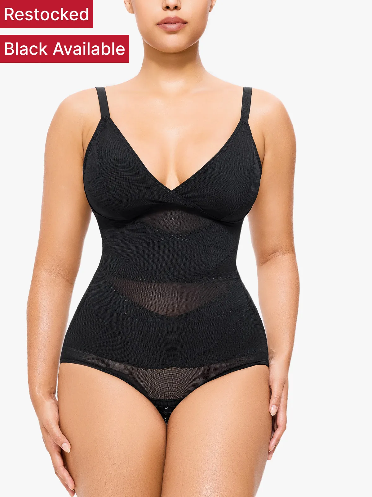 Adjustable Straps Shapewear With Built‑In Bra Pads Tummy Control & Butt Lifting Mesh Bodysuit