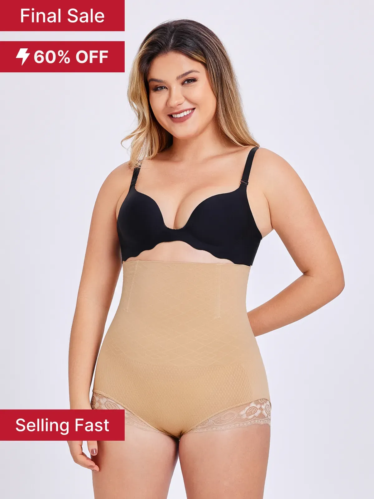 High Waist Tummy Control Seamless Lace Trimmed Control Panties