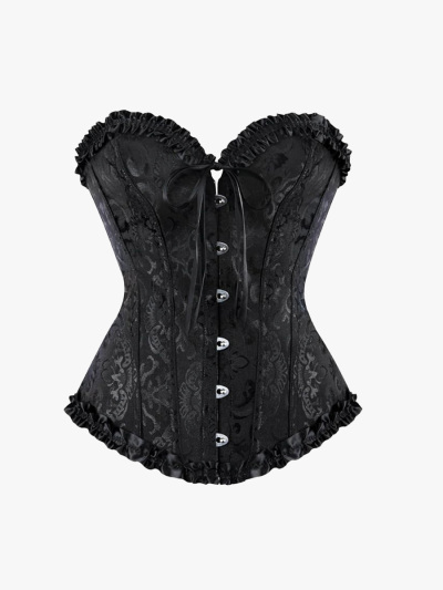 Vintage Satin Floral Lace Up Corset Top