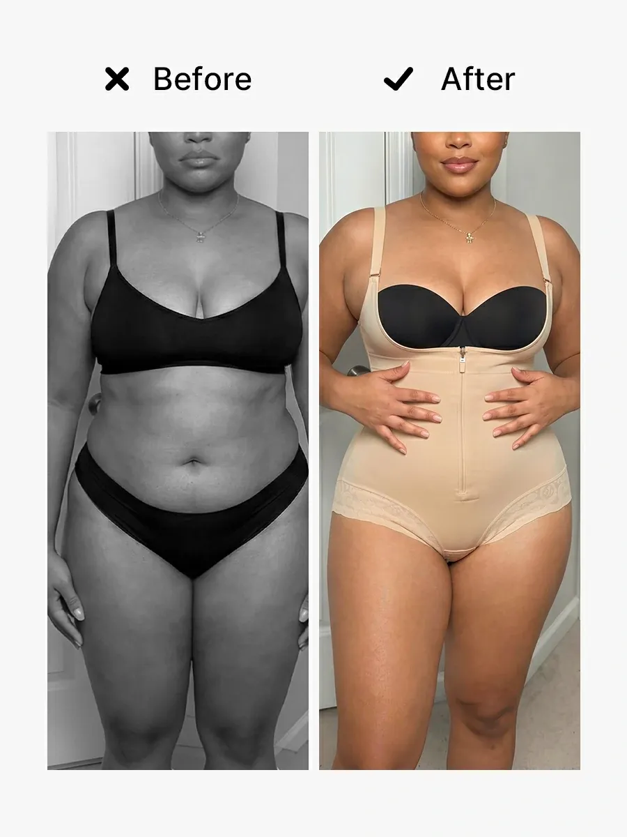 Open Bust Tummy Control Crotch Opening Brief Bodysuit