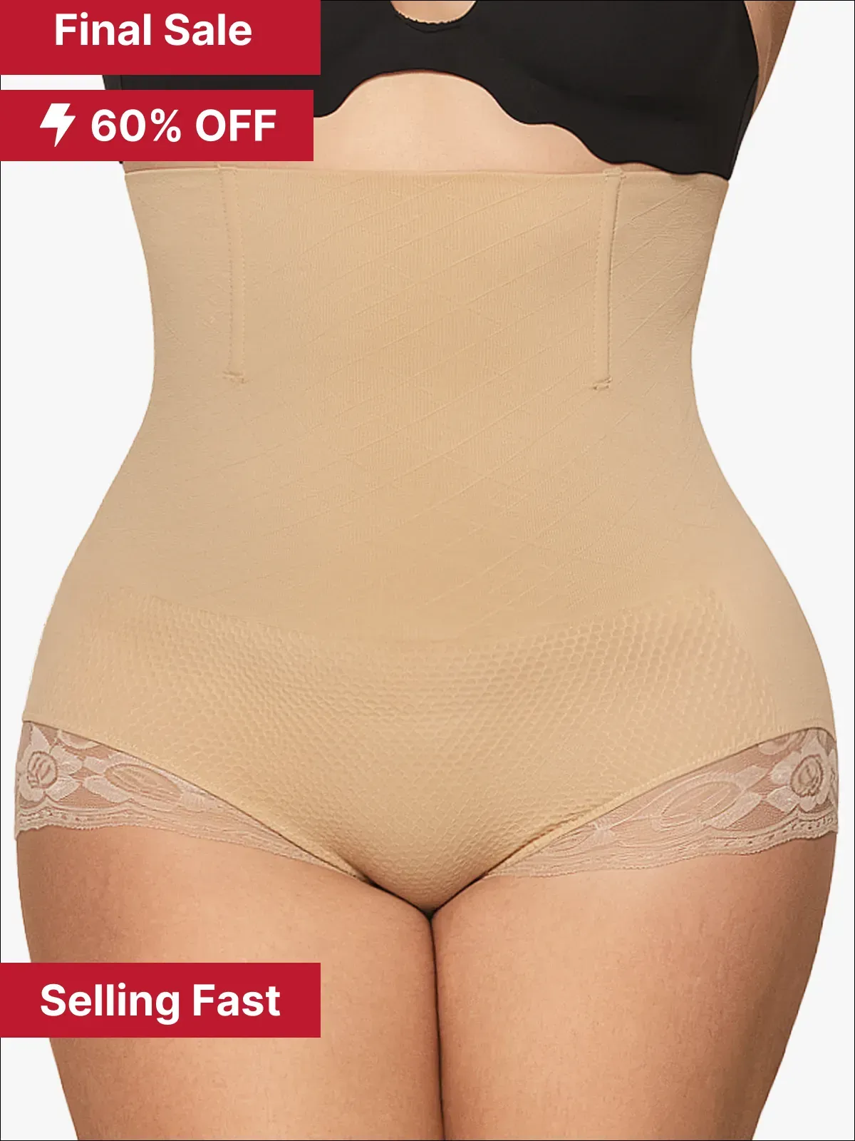 Seamless High Waist Tummy Control Lace Trimmed Control Panties
