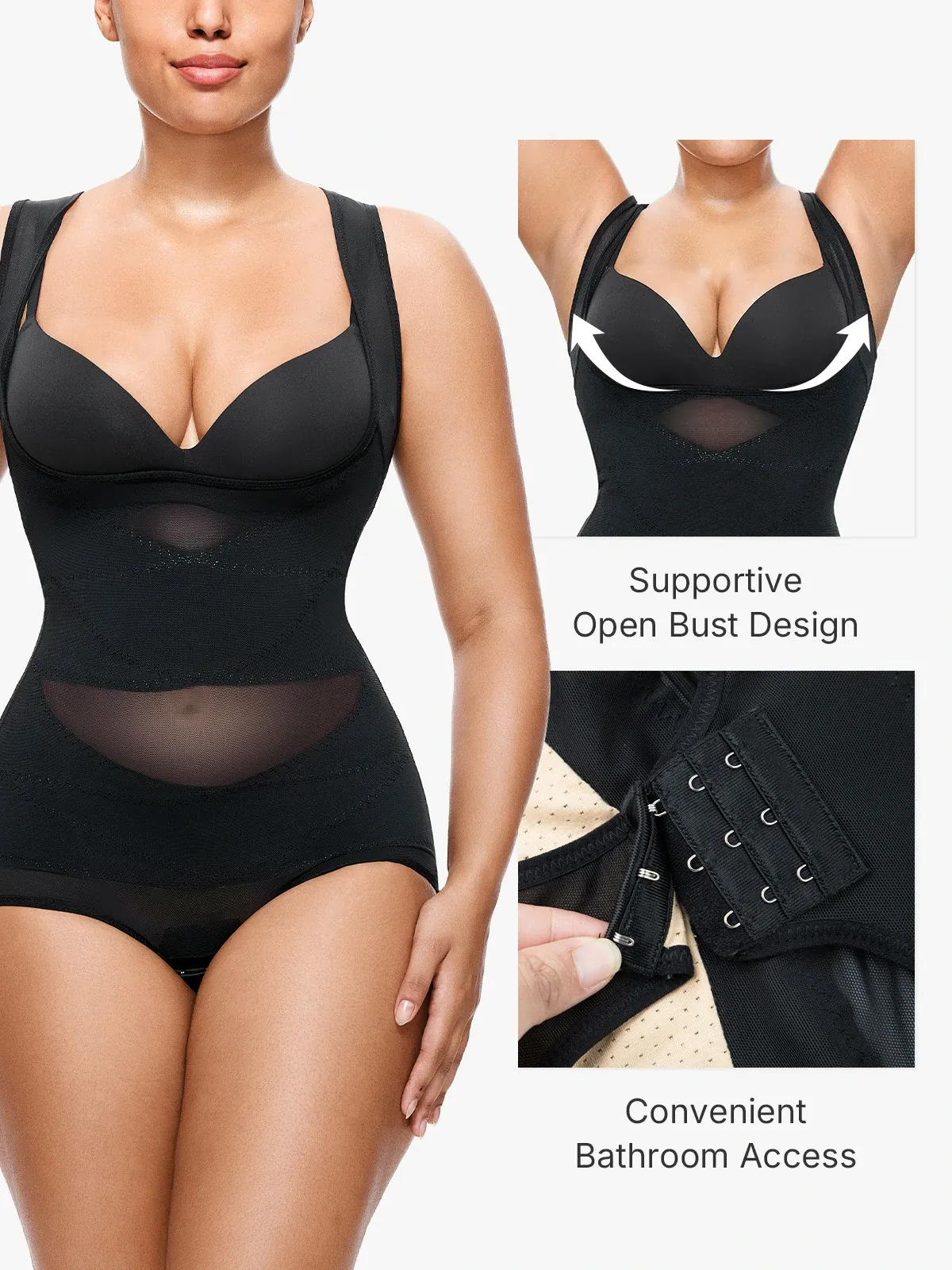 Open Bust Bodysuit+Butt Lifting Shorts