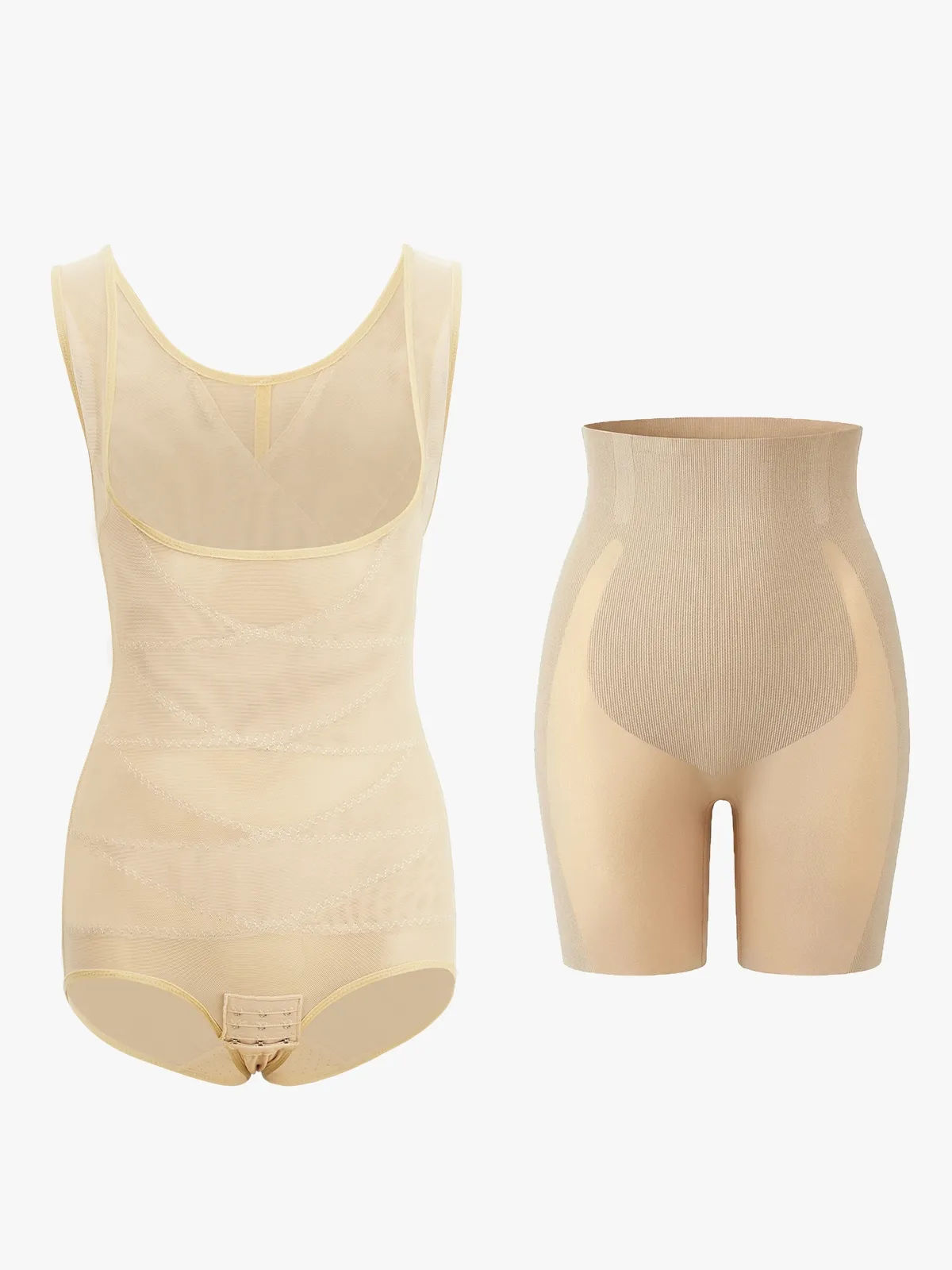 Open Bust Bodysuit+Butt Lifting Shorts