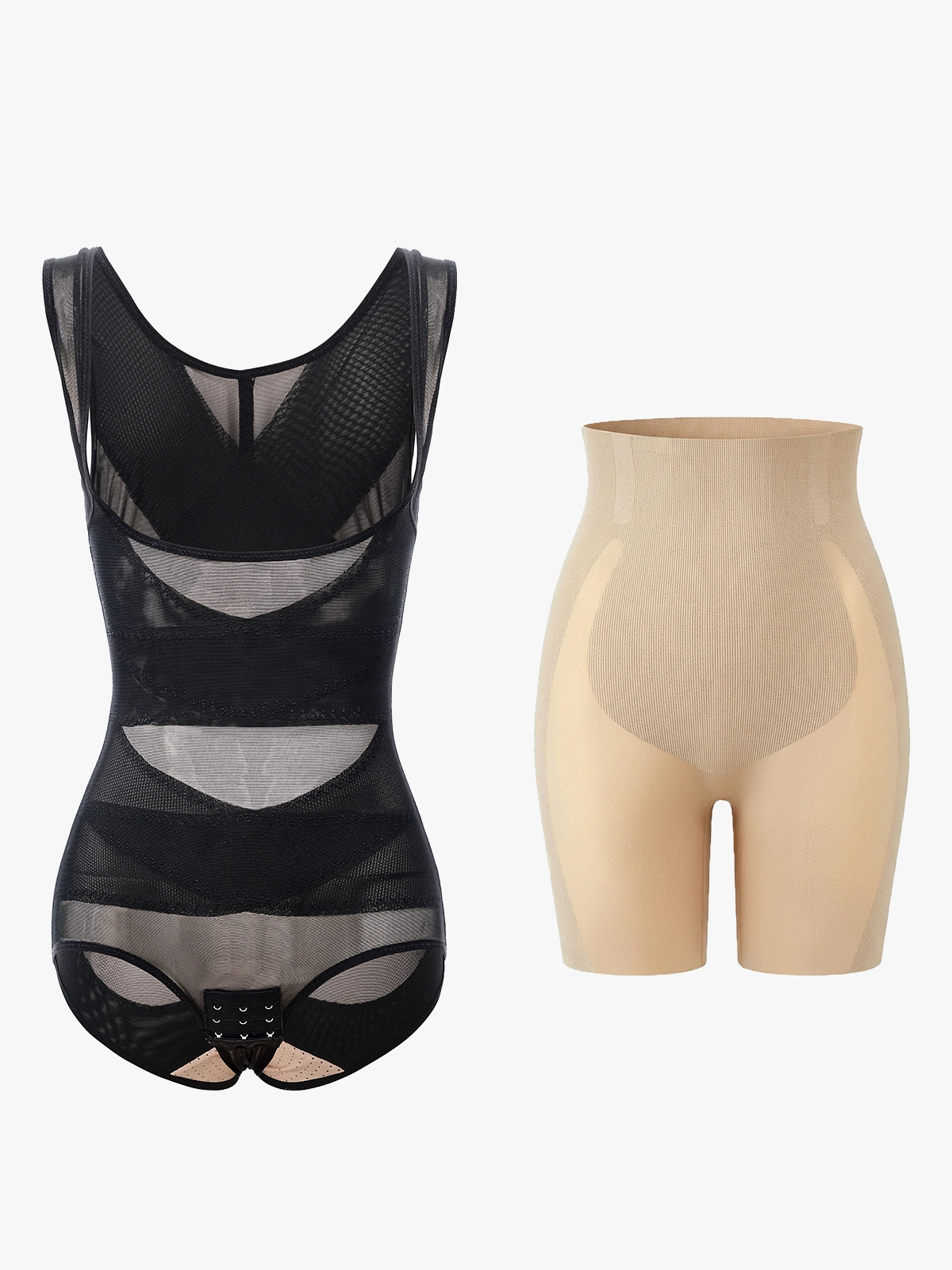 Open Bust Bodysuit+Butt Lifting Shorts