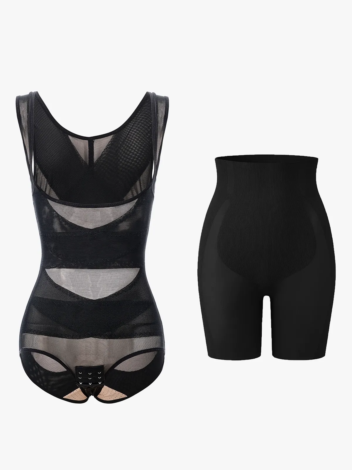Open Bust Bodysuit+Butt Lifting Shorts