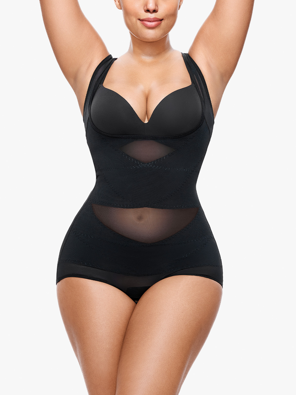Open Bust Bodysuit+Butt Lifting Shorts