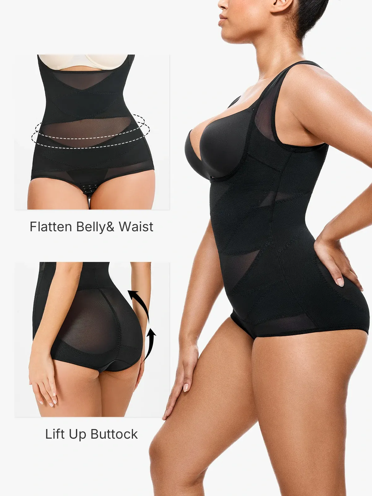 Open Bust Bodysuit+Butt Lifting Shorts