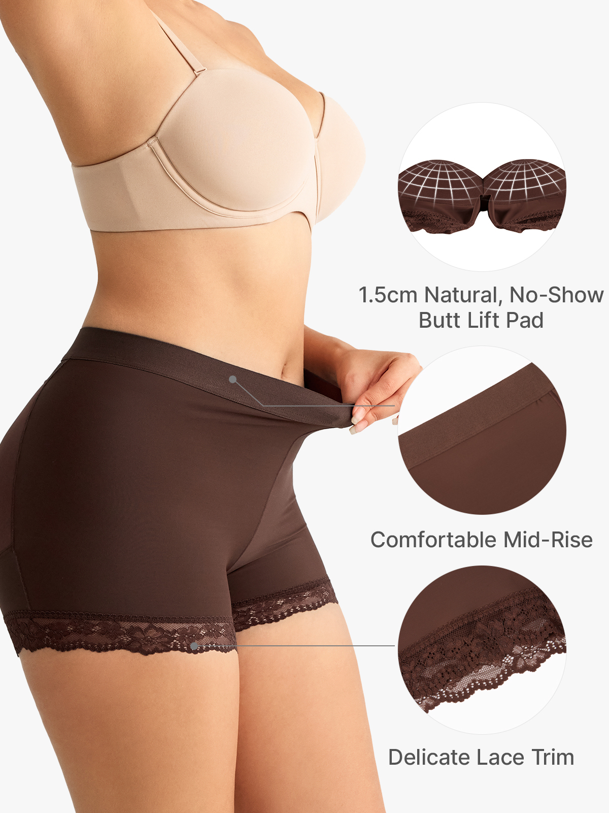 Padded Mid-Rise Butt Lifter Shorts
