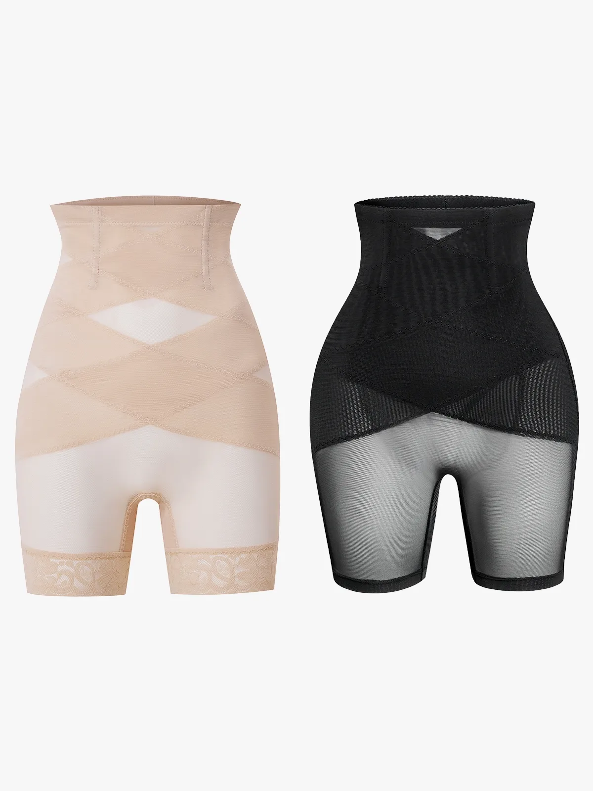 Mesh Lace Trimmed Shorts+Mesh  Shorts