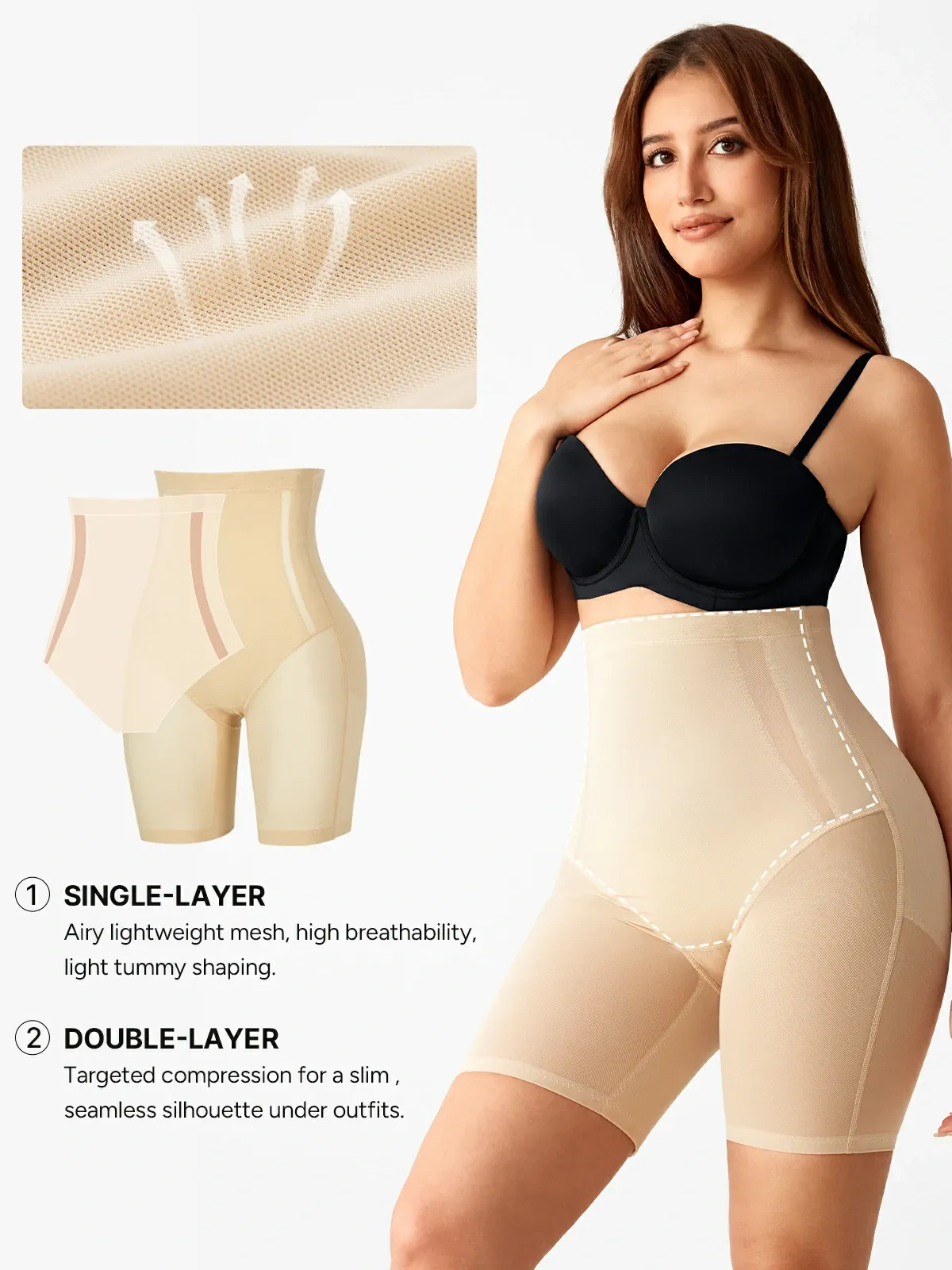 Mesh High-WaistTummy Control  Shorts