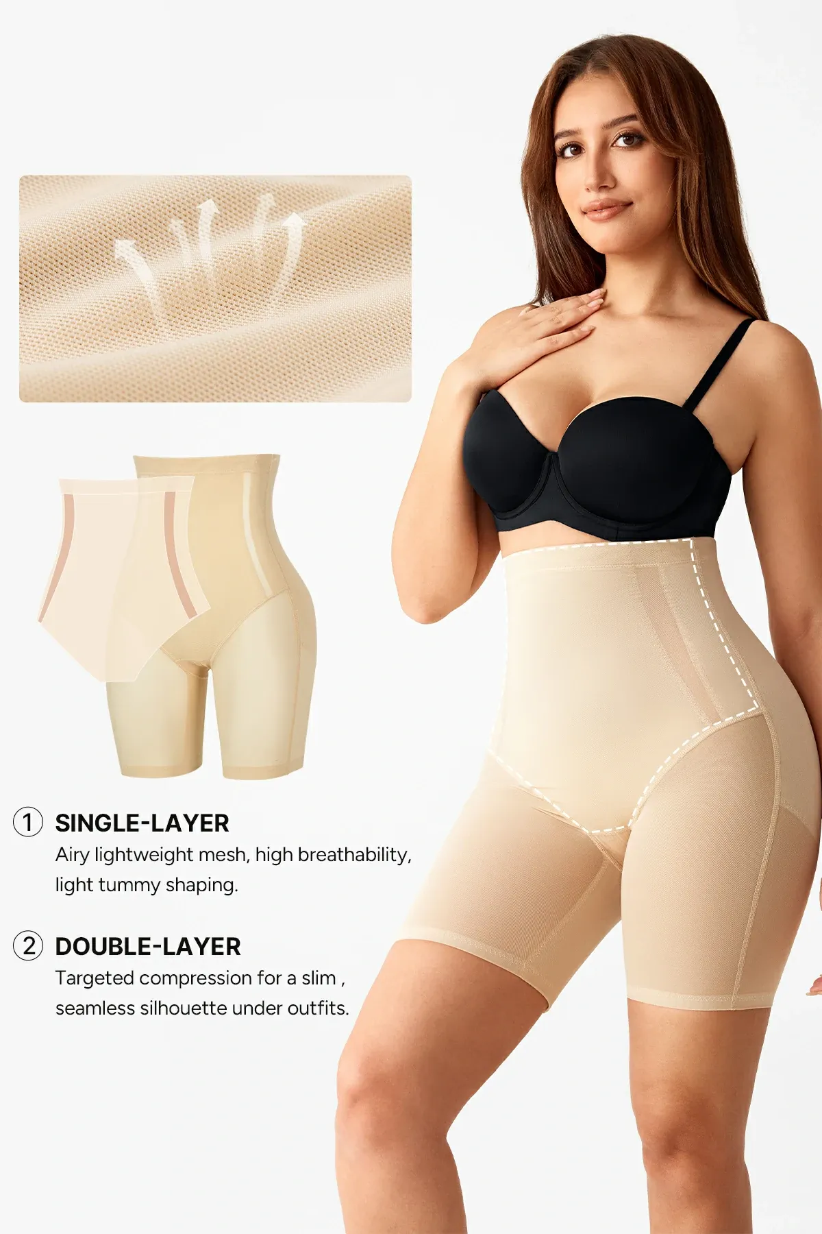 Mesh High-WaistTummy Control  Shorts