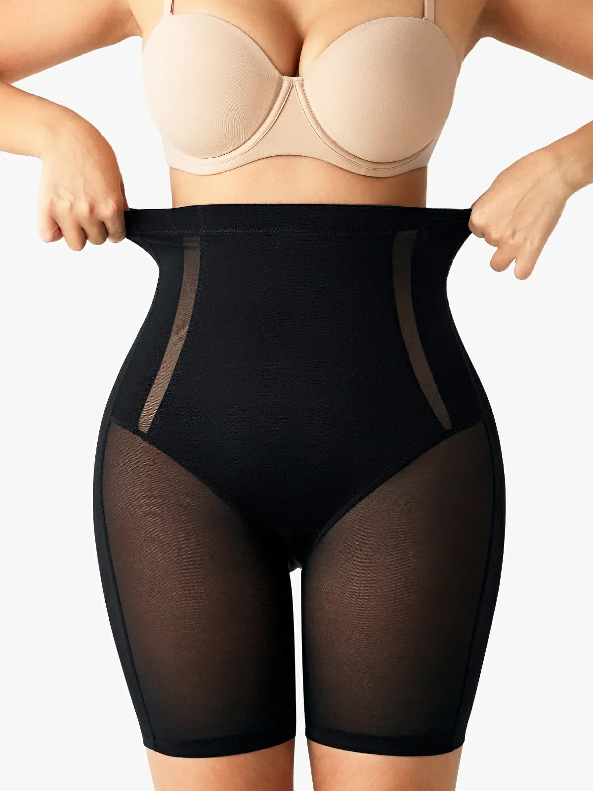 Mesh High-WaistTummy Control  Shorts