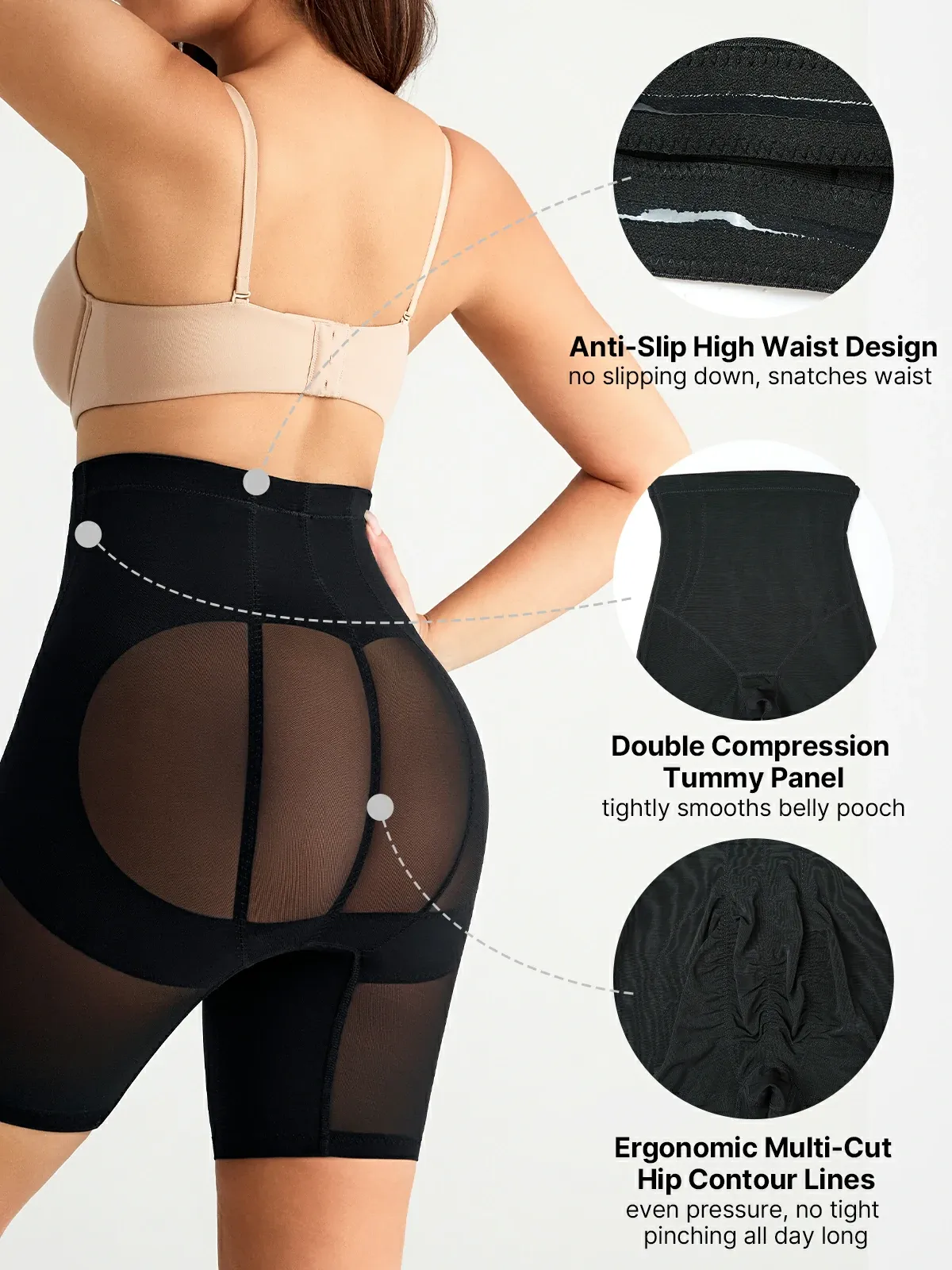 Mesh High-WaistTummy Control  Shorts