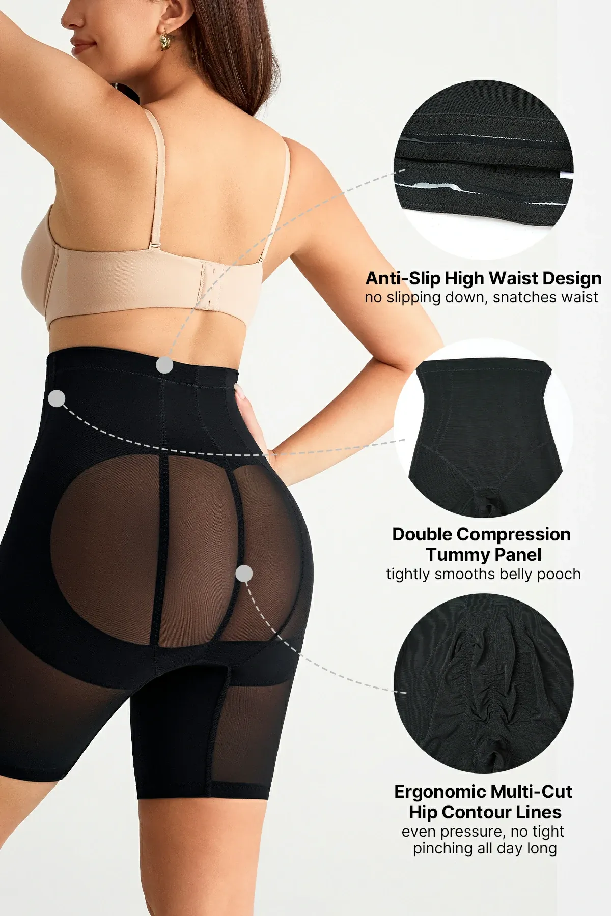 Mesh High-WaistTummy Control  Shorts