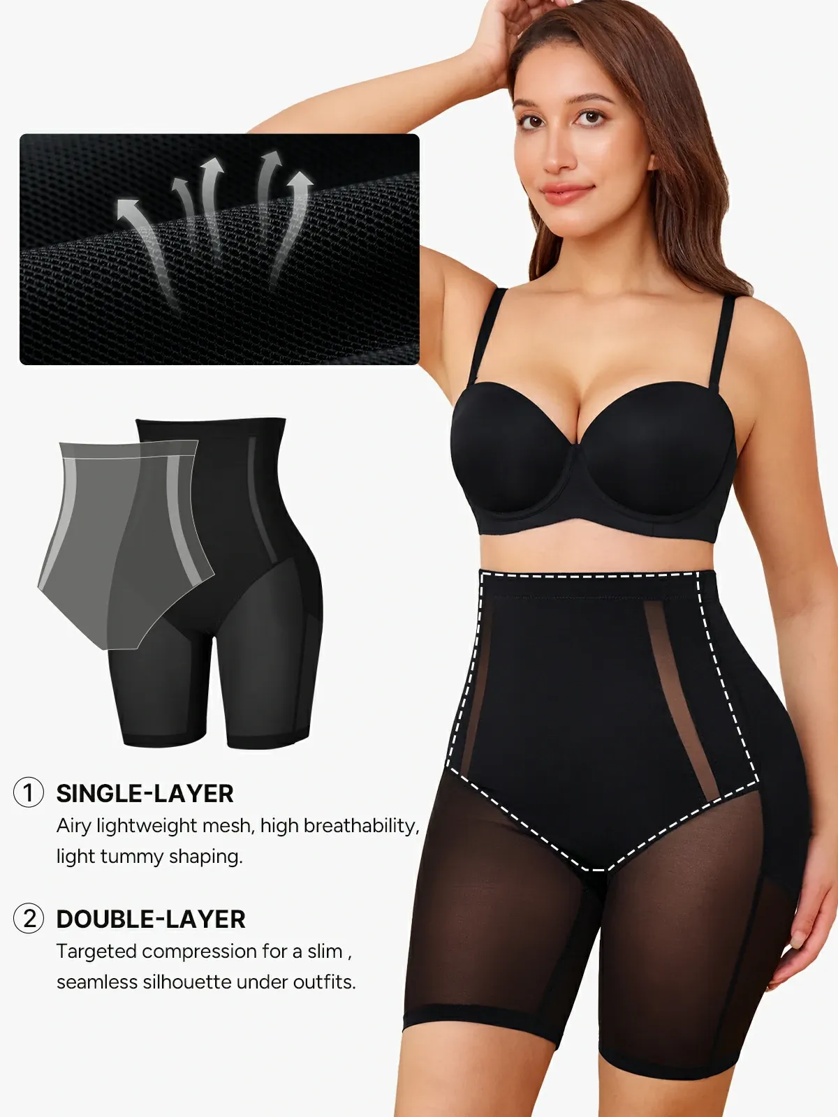 Mesh High-WaistTummy Control  Shorts
