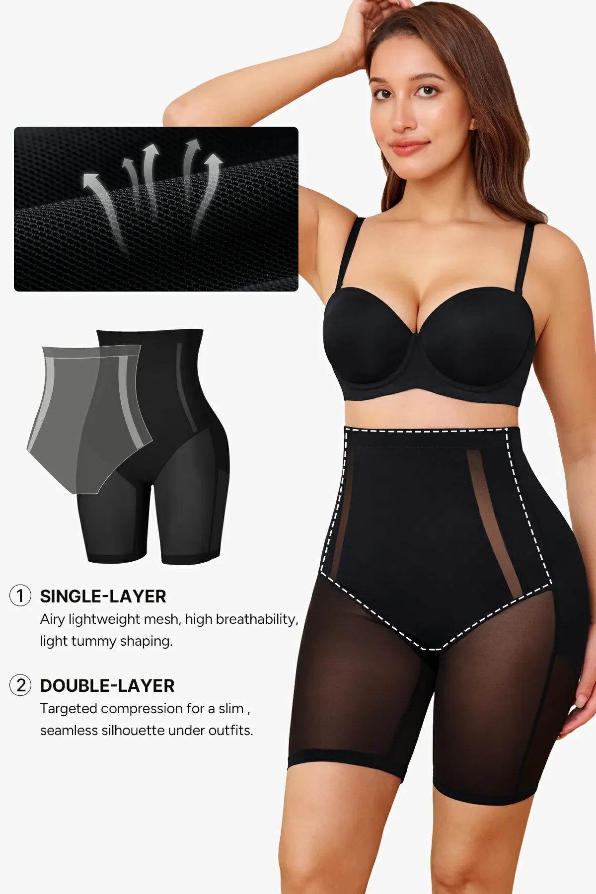Mesh High-WaistTummy Control  Shorts