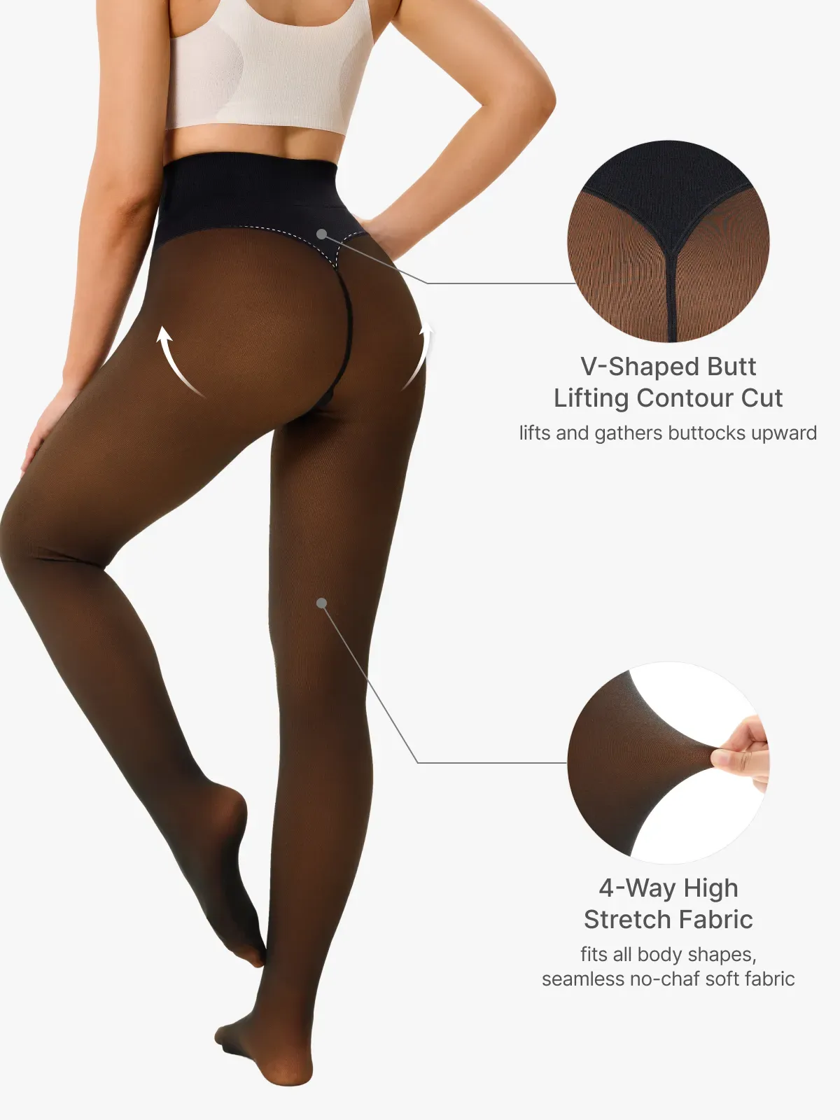 High-Waist Tummy Control Fake Sheer Thermal Tights