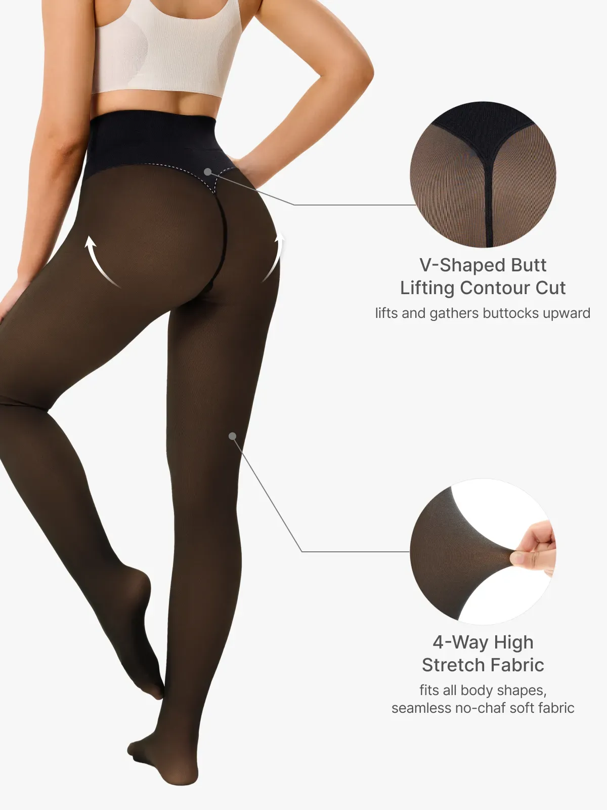 High-Waist Tummy Control Fake Sheer Thermal Tights