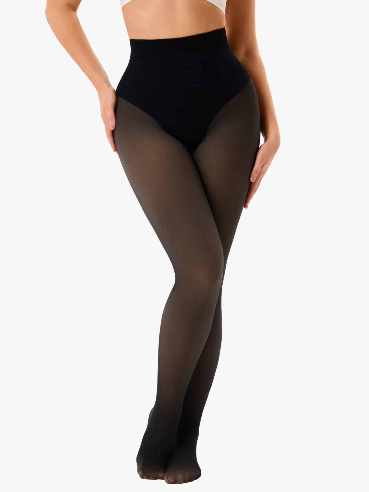 High-Waist Tummy Control Fake Sheer Thermal Tights