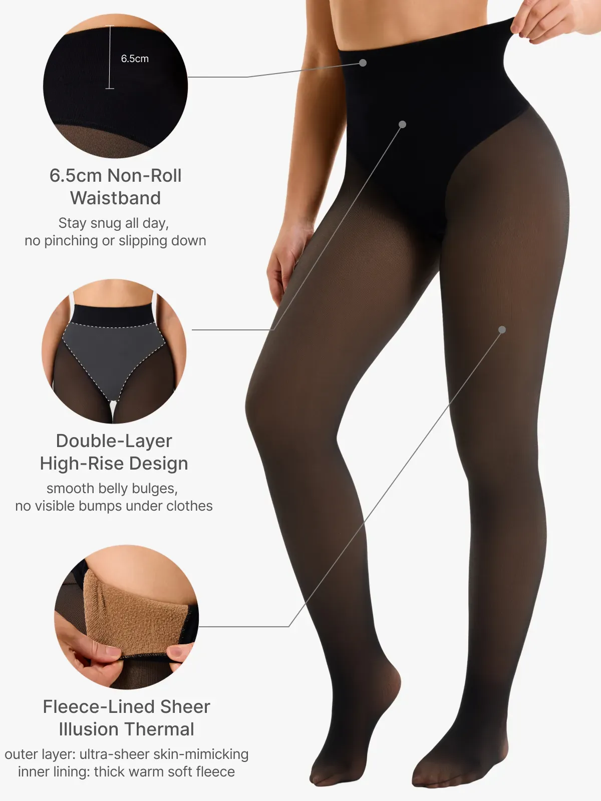 High-Waist Tummy Control Fake Sheer Thermal Tights