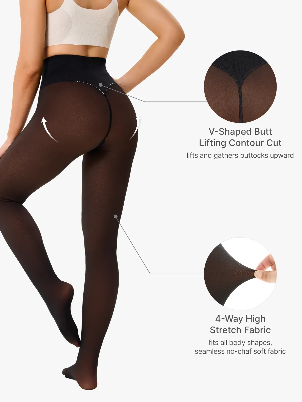 High-Waist Tummy Control Fake Sheer Thermal Tights